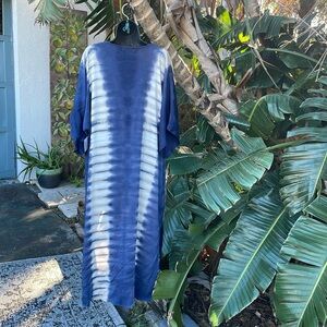 River and sky tie-dye maxi duster